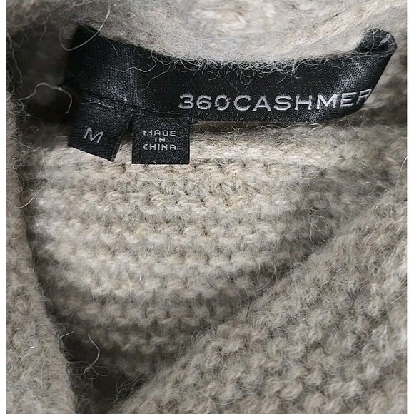 360 Cashmere Cowl Neck Cropped Sweater Oatmeal Beige Wool Alpaca Blend Women’s M - Picture 5 of 9